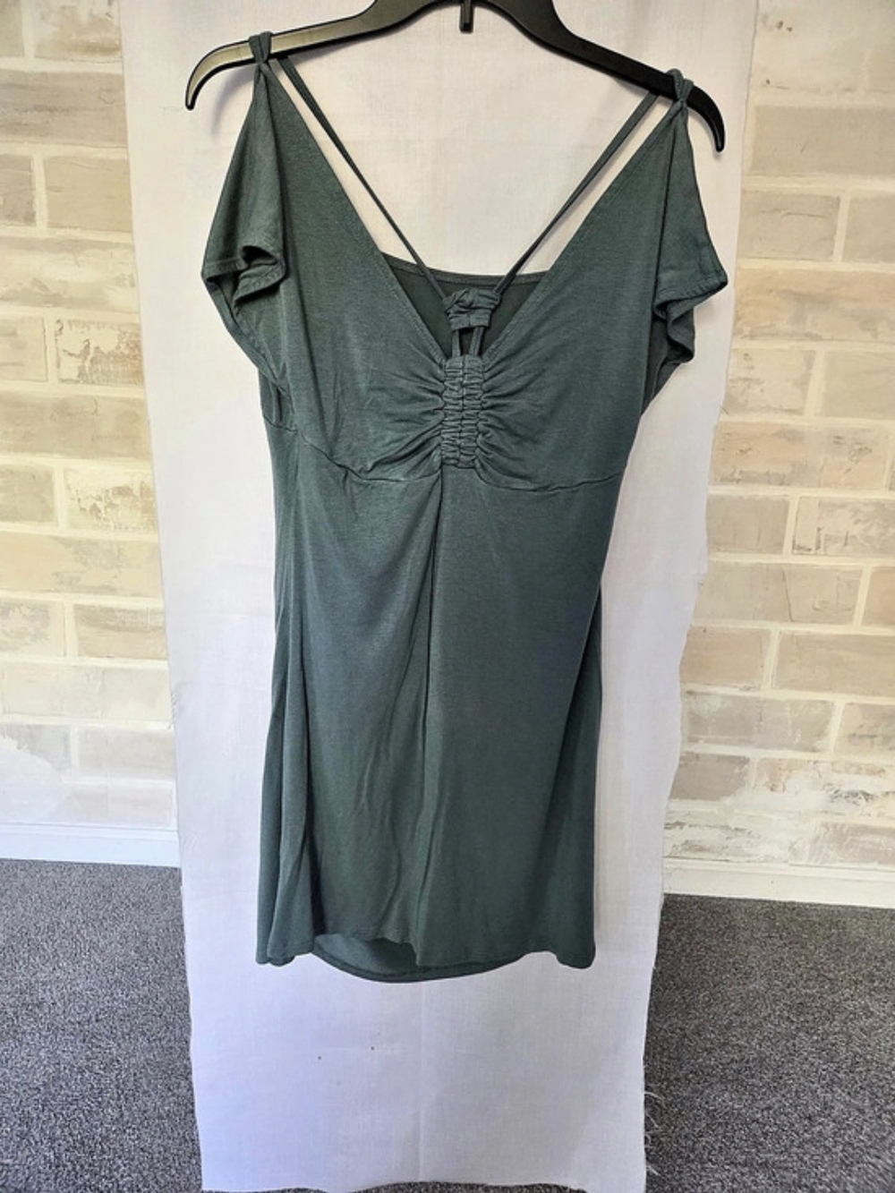 AAApple Ruched Draped Tank Top in Green Size Small